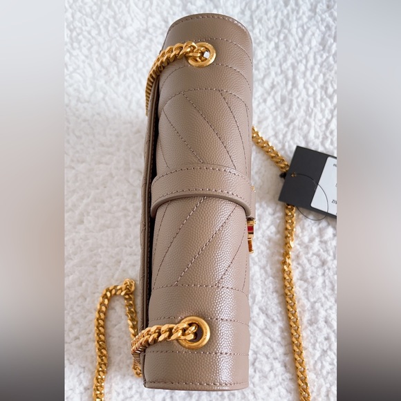 Saint Laurent YSL Small Envelope Quilted Matelassé Chain Leather Shoulder Bag - Picture 11 of 16